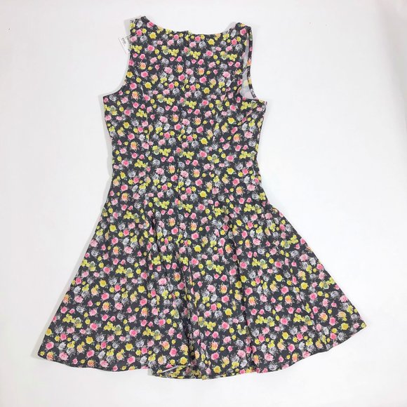 NWT Divided By H&M Black Floral Sleeveless Fit & Flare Zipper Dress Size 8 - Picture 5 of 6